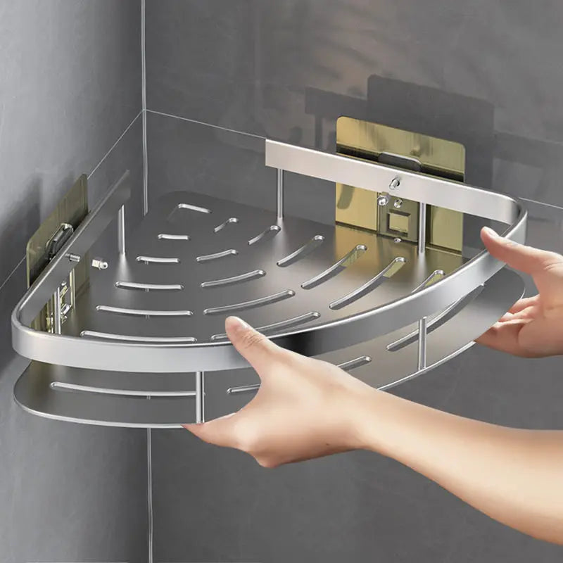 Aluminum Alloy Bathroom Shelf: No-Drill Storage Organizer