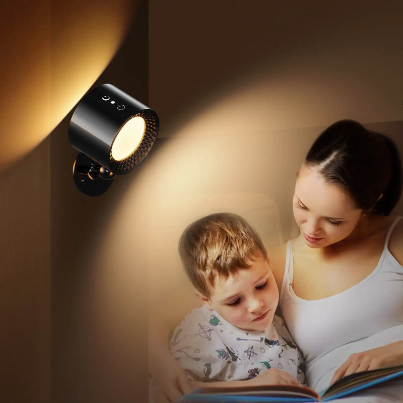 Bedside Brilliance: Touch-Controlled LED Wall Lamp, Rotatable, Portable