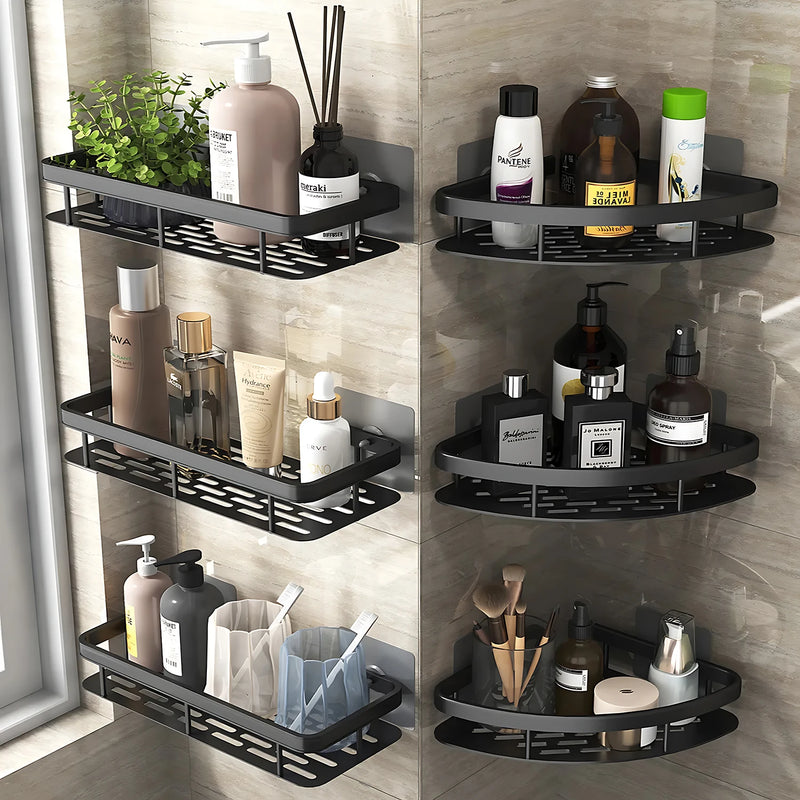 Aluminum Alloy Bathroom Shelf: No-Drill Storage Organizer