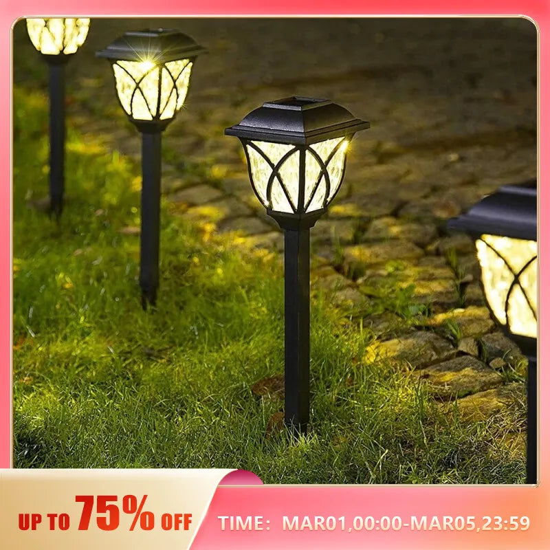 Set of 2 Solar Lawn Lights: Waterproof Outdoor Decoration for Walkways and Driveways