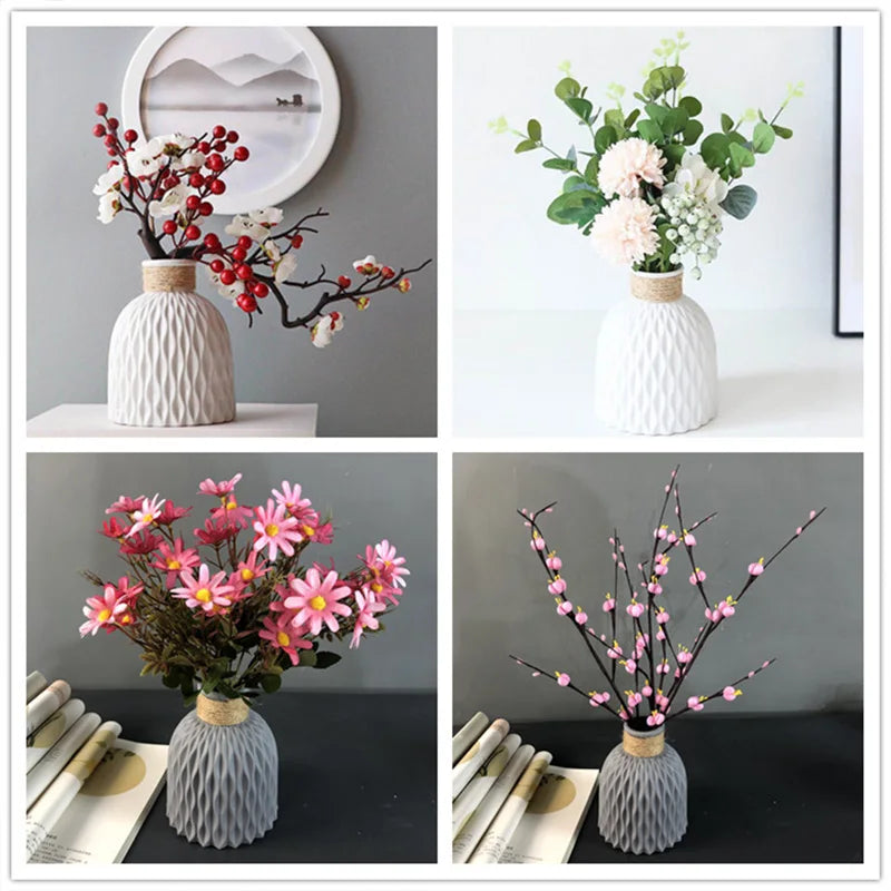 Modern Plastic Flower Vase: Nordic Home Decor Living Room Ornament