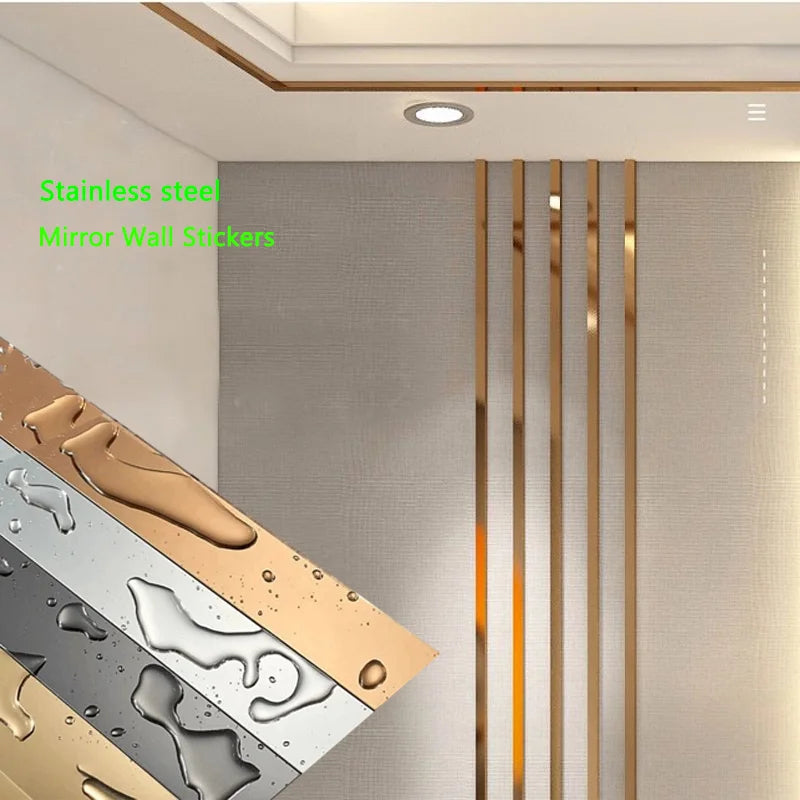 Gold Wall Sticker: Decorative Stainless Steel Edge Strip for Living Room Decor