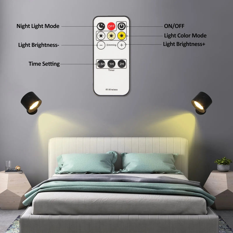 Bedside Brilliance: Touch-Controlled LED Wall Lamp, Rotatable, Portable