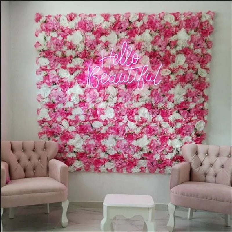 Silk Rose Flower Wall: Home Backdrop Decor