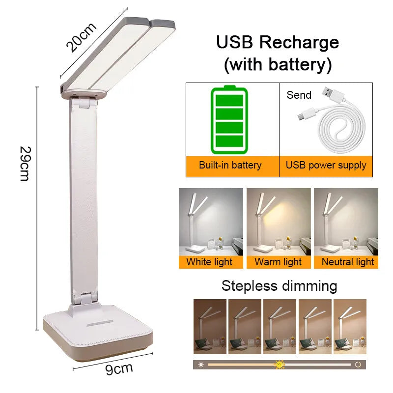 Sleek LED Desk Lamp: Dimmable Touch Control, Eye Protection