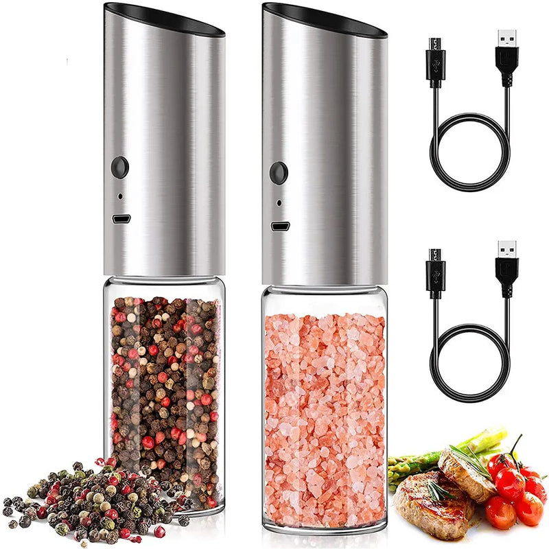 USB Rechargeable Electric Salt and Pepper Grinder Set