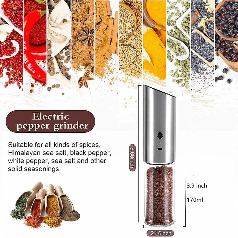 USB Rechargeable Electric Salt and Pepper Grinder Set