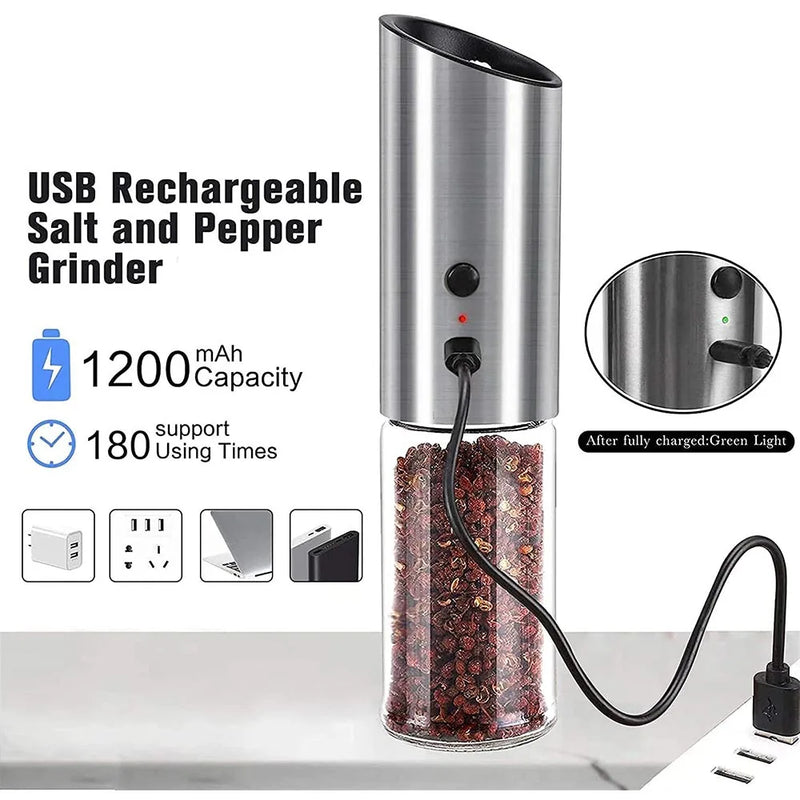 USB Rechargeable Electric Salt and Pepper Grinder Set